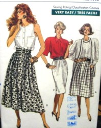 7508 VOGUE FLARE- TAPER SKIRT LENGTHS EZ 1989 PATTERN 6-10, 12-16